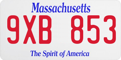 MA license plate 9XB853