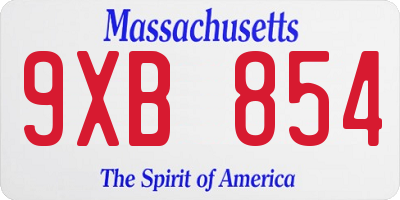 MA license plate 9XB854
