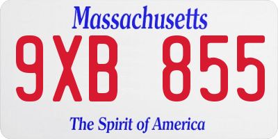 MA license plate 9XB855