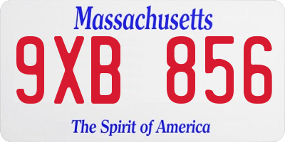 MA license plate 9XB856