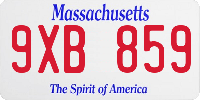 MA license plate 9XB859