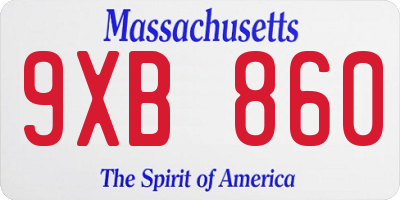 MA license plate 9XB860