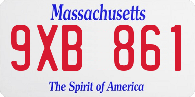 MA license plate 9XB861