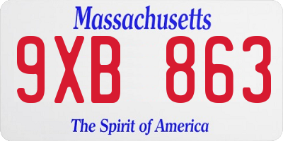 MA license plate 9XB863