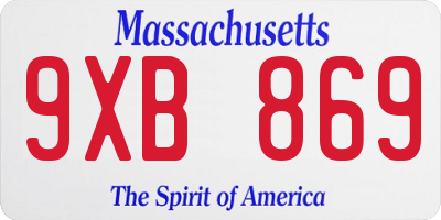 MA license plate 9XB869