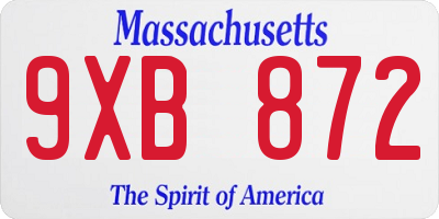 MA license plate 9XB872