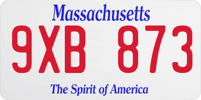 MA license plate 9XB873