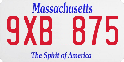 MA license plate 9XB875