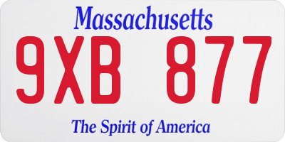 MA license plate 9XB877