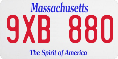 MA license plate 9XB880