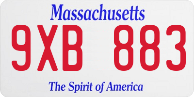 MA license plate 9XB883