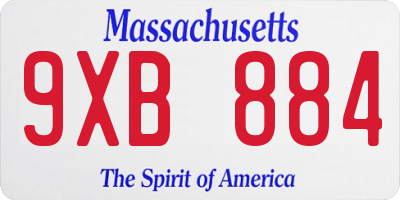MA license plate 9XB884