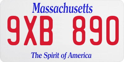 MA license plate 9XB890