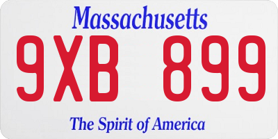 MA license plate 9XB899