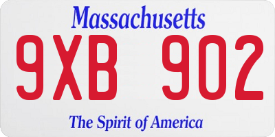 MA license plate 9XB902