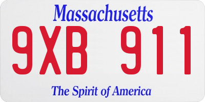 MA license plate 9XB911