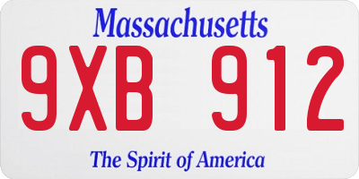 MA license plate 9XB912