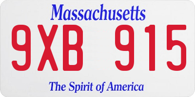 MA license plate 9XB915