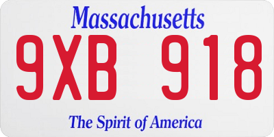 MA license plate 9XB918