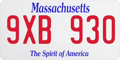 MA license plate 9XB930