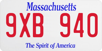 MA license plate 9XB940