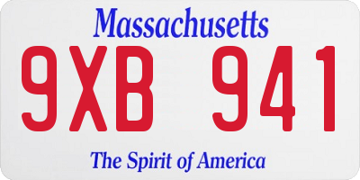 MA license plate 9XB941