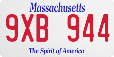 MA license plate 9XB944