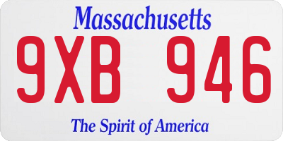 MA license plate 9XB946