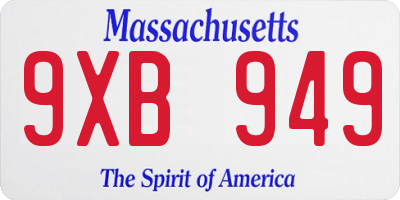 MA license plate 9XB949
