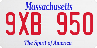 MA license plate 9XB950