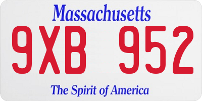 MA license plate 9XB952