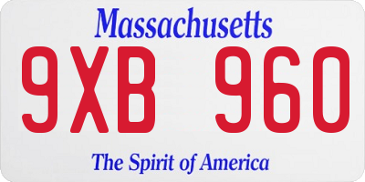 MA license plate 9XB960