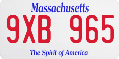 MA license plate 9XB965