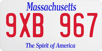 MA license plate 9XB967