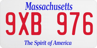 MA license plate 9XB976