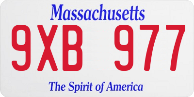 MA license plate 9XB977