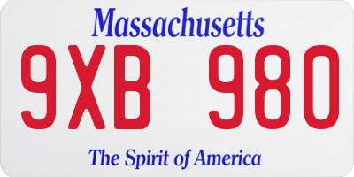 MA license plate 9XB980