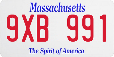 MA license plate 9XB991