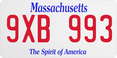 MA license plate 9XB993