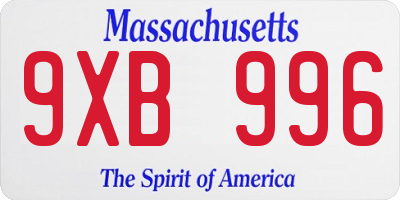 MA license plate 9XB996