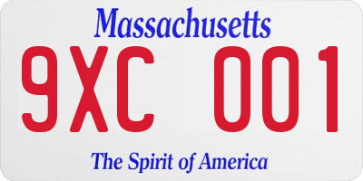 MA license plate 9XC001