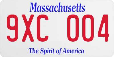 MA license plate 9XC004
