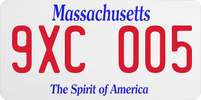 MA license plate 9XC005