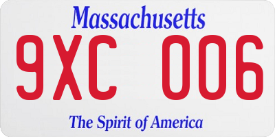 MA license plate 9XC006