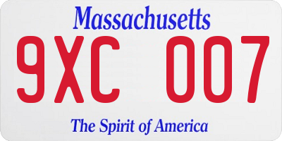 MA license plate 9XC007