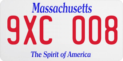 MA license plate 9XC008