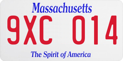 MA license plate 9XC014