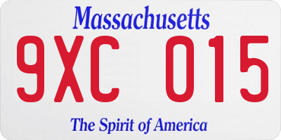 MA license plate 9XC015