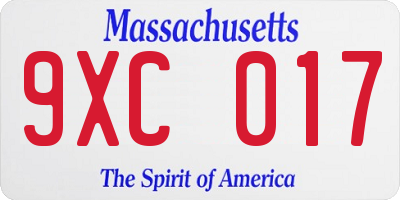 MA license plate 9XC017