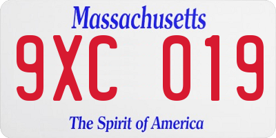 MA license plate 9XC019